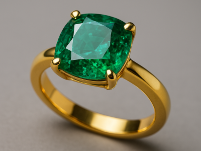 Bague en or 18K sublimée par une émeraude colombienne taille émeraude – Élégance intemporelle