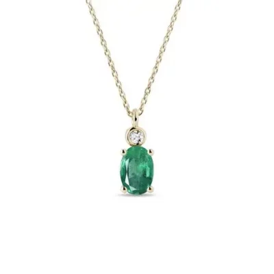 Collier Ovale Or Jaune Emeraude