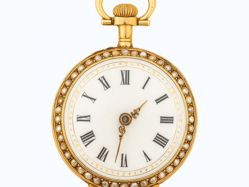 Montre Gousset perles fines en or jaune 750/1000