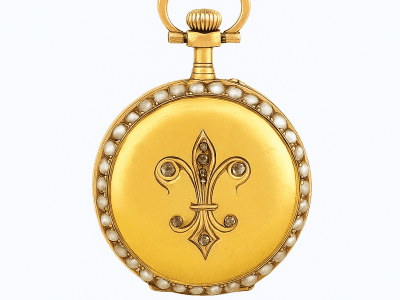 Montre Gousset perles fines en or jaune 750/1000