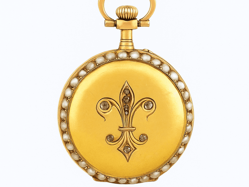 Montre Gousset perles fines en or jaune 750/1000