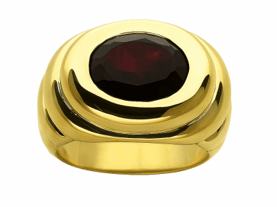 Bague jonc grenat or jaune 750/1000