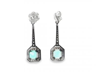 Pendientes largos de Alta Joyeria con Esmeraldas Colombianas y Diamantes