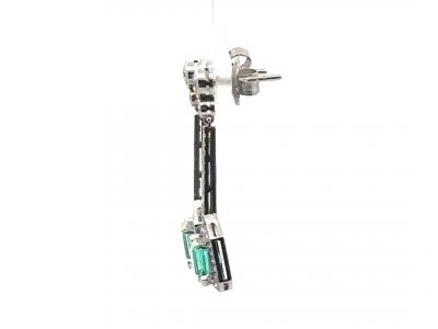 Pendientes largos de Alta Joyeria con Esmeraldas Colombianas y Diamantes